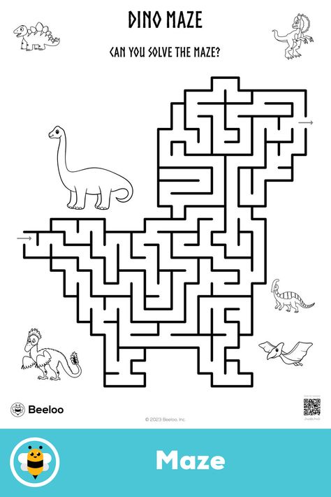 Medium dinosaur-themed maze for kids ages 6 and up Fossil Activities For Preschoolers, Dinosaur Activities For Kids, Fossils Activities, Dinosaur Worksheets, Nanny Ideas, Eye Therapy, Dinosaur Lesson, Maze For Kids, Fun Worksheets For Kids