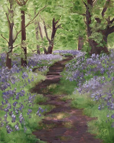 Bluebell Woods, Spring Forest, Fine Art Painting Oil, Forest Painting, Garden Painting, Fine Art Landscape, Original Landscape Painting, Forest Landscape, Pastel Art