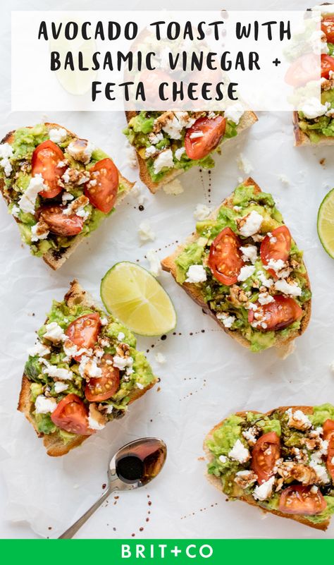 Feta Avocado Toast, Balsamic Avocado Toast, Balsamic Toast, Avacacado Toast, Avocado Toast Recipe Vegetarian, Balsamic Recipes, Prune Juice, Avocado Toasts, Healthy Avocado