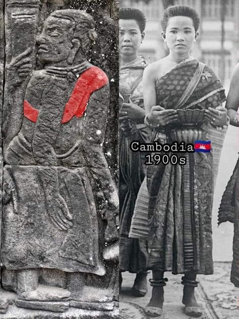 Khmer traditional outfit from first century ❤️ #sbai(breast cloth) #sampot samluy (tube skirt from waist down to ankle) #Cambodia🇰🇭 Khmer Culture, Traditional Outfit, Khmer Wedding, Tube Skirt, Traditional Outfits, Cambodia, Skirt, Quick Saves, Art