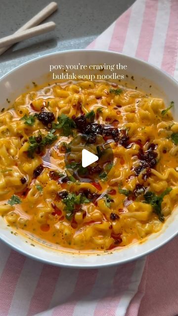 Flavr on Instagram: "This way is so much better than the dried up version 

🎥 by @eatmee_recipes

Buldak Soup Noodles:
* Make 200ml of chicken stock.
* Boil 1 pack of Samyang Buldak Carbonara noodles in some boiling water, once soft & can untangle from the block then add 100ml chicken stock.
* To a bowl, add the carbonara sachets
- sauce & powder. Add 1 egg yolk & 1 tablespoon kewpie mayonnaise. Mix well until it forms a paste, then add in the remaining 100ml chicken stock.
Mix well.
* Once the noodles are cooked, add it to the sauce mixture. Mix well.
* Top with chopped coriander or spring onion, & some chilli oil. Other toppings may be added if preferred.
* Enjoy!
 #buldak #buldakramen 
#samyang #samyangnoodle
#ramen #soupramen #samyangcarbonara
#carbonara #reels #reelsinstagram #southa Buldak Ramen Recipe, Carbonara Noodles, Buldak Carbonara, Samyang Buldak, Ramen Egg, Kewpie Mayonnaise, Soup Noodles, Chilli Oil, Ramen Noodle Recipes