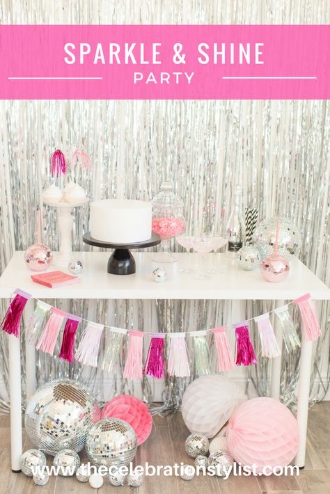 A Glam Sparkle and Shine Party by popular South Florida lifestyle blogger Celebration Stylist Black Cake Stand, Sparkle Party, Festive Crafts, Glam Party, Printable Activities For Kids, Holiday Printables, Sparkle And Shine, Disco Party, New Years Eve Party