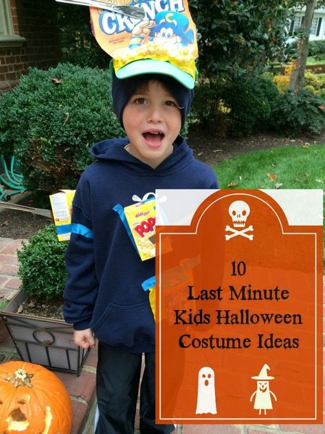 Simple Last Minute DIY Cute Halloween Costumes for kids.  Super easy Costumes you can make in minutes. Diy Cute Halloween Costumes, Cereal Killer Costume, Diy Costumes Kids Boys, Easy Halloween Costumes Kids, Skeletons Halloween, Halloween Costumes To Make, Children Costumes, Halloween Creative, Last Minute Halloween