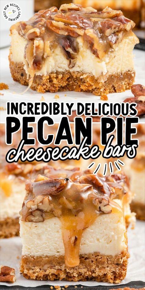 Pecan Pie Cheesecake Bars Pecan Pie Cheesecake Bars Recipe, Butter Pecan Cheesecake Recipe, Pecan Pie Topping, Gooey Pecan Pie, Pecan Cheesecake Recipes, Pecan Pie Cheesecake Bars, Butter Pecan Cheesecake, Pecan Cheesecake Bars, Pecan Pie Cheesecake Recipe