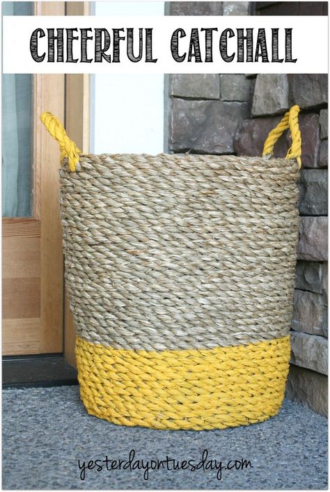 Outdoor Buffet, Add Curb Appeal, Painted Baskets, Colorful Baskets, Rope Baskets, Fixer Upper Style, Diy Basket, Rope Crafts, Rope Basket