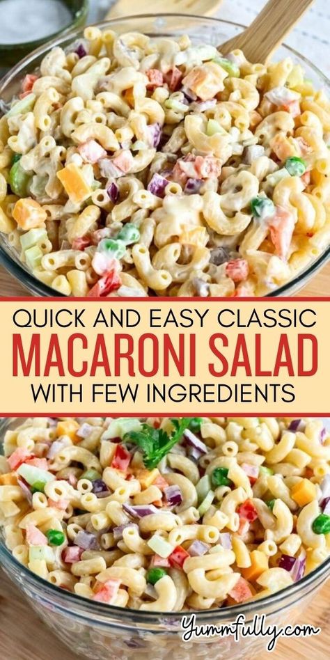 What better to bring to a potluck or picnic than a classic Macaroni Salad? This recipe uses a surprise ingredient that makes the dressing extra special and the salad one everyone will surely enjoy. You can make it ahead, it tastes even better the day after! Easy Macaroni Salad, Classic Macaroni Salad, Easy Macaroni, Macaroni Salad Recipe, Fresh Salad Recipes, Salad Dishes, Small Pasta, Ground Beef Recipes For Dinner, Macaroni Salad