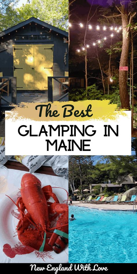 Glamping in Maine is wonderful. From gorgeous scenery to perfect summer weather, this is a great way to experience the Maine outdoors. Check out our favorite Maine glamping spot here. #Glamping #Camping #Maine #NewEngland Camping In Maine, Maine New England, Visit Maine, Glamping Resorts, Go Glamping, Maine Travel, Glamping Site, New England Travel, Camping Destinations