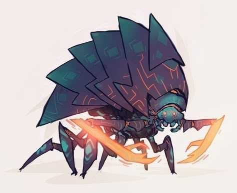 Pangolin Beetle Hyper Light Drifter, Fantasy Beasts, Monster Concept Art, Creature Drawings, Fantasy Monster, Fantasy Creatures Art, Pokemon Drawings, Creatures Art, Mythical Creatures Art