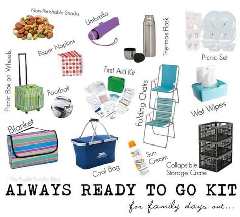 Always Ready To Go Kit for Family Days Out Beach Picnic Party, Indoor Picnic, Picnic Box, Go Kit, Picnic Inspiration, Picnic Essentials, Purple Pumpkin, Packing A Cooler, Get Organised