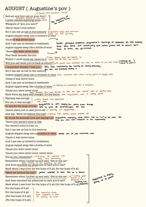 Taylor Swift Analysis, August Taylor Swift, Taylor Swift Book, Taylor Swift Song Lyrics, August Taylor, Music Journal, Taylor Songs, Sensitive Person, Taylor Lyrics