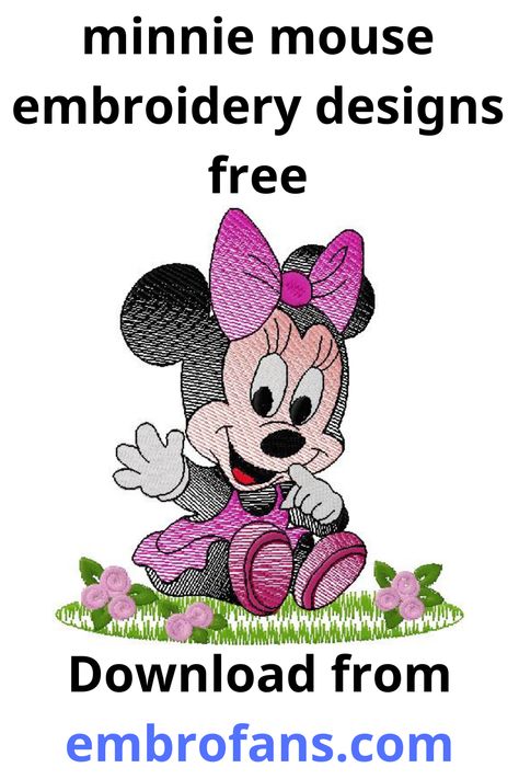 Minnie mouse embroidery designs free free-machine embroidery designs Disney Minnie mouse Free Machine Embroidery Designs To Download, Embroidery Machine Patterns, Mouse Embroidery, Embroidery Designs Free Download, Embroidery Designs Free, Free Machine Embroidery Designs Patterns, Machine Embroidery Tutorials, Disney Embroidery, Machine Pattern