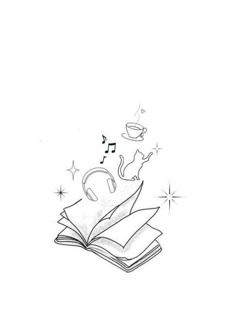 Book Readers Tattoos, Audio Book Tattoo, Book And Music Tattoo, Book Reader Tattoo, Reading Books Tattoo, Tattoo For Readers, Line Book Tattoo, Slow Down Your Doing Fine Tattoo, Music Tattoo Designs For Women