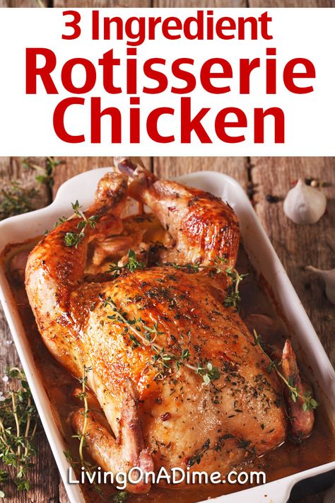 This easy 3 ingredient rotisserie chicken recipe is a super easy way to make a tasty and tender chicken just like the store bought rotisserie chickens. It takes just minutes to prepare and your family will love it! Try it or one of these other tasty 3 Ingredient Chicken Recipes! Rotisserie Chicken Leftover, Chicken Leftover Recipes, 3 Ingredient Chicken Recipes, Leftover Rotisserie Chicken Recipes, Leftover Chicken Recipes Easy, Sticky Chicken Recipe, Rotisserie Chicken Recipes Leftover, 3 Ingredient Chicken, Leftover Recipes