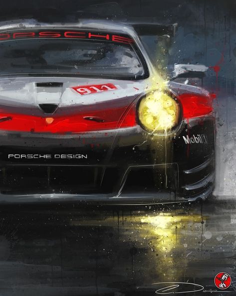 Porsche Painting, Auto Racing Art, Auto Illustration, Car Hanging Accessories, Cars Art, Automotive Artwork, Racing Art, Racing Posters, Lamborghini Cars