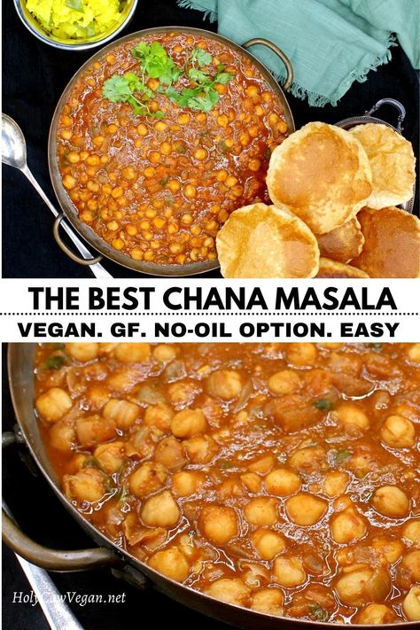 Chana masala (also called chole masala) is a spicy north Indian dish of chickpeas in a tomato gravy. Serve with pooris or bhatura or naan or cumin rice and a potato sabzi on the side. Cumin Rice, Chana Masala Recipe, Chole Masala, Vegan Indian Recipes, Masala Sauce, Tomato Gravy, Easy Eat, Masala Recipe, Indian Restaurant