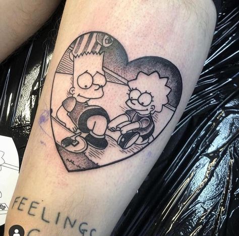 The Simpsons Tattoo, Matching Tattoos For Couples, Cartoon Tattoo Ideas, Couple Tattoo Ideas, Matching Bff Tattoos, Wrist Bracelet Tattoo, Tattoos For Couples, Simpsons Tattoo, Animated Shows