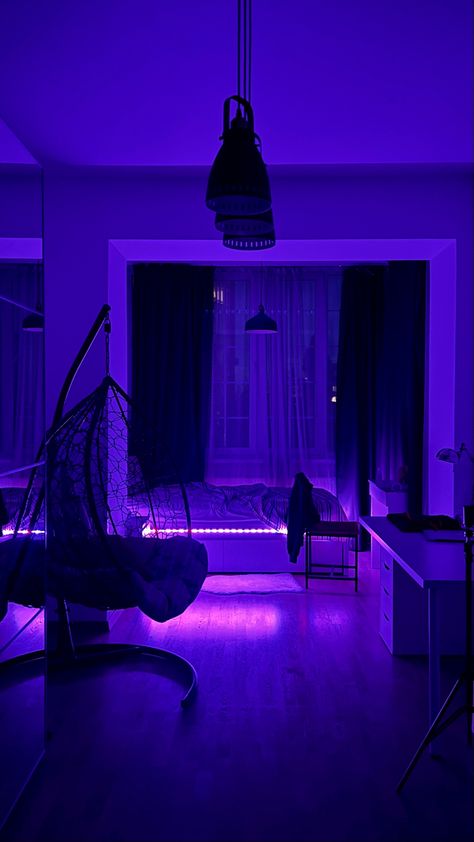 Neon Room Background, Zepeto Background Bedroom Night, Bedroom Zepeto Background, Sofa Bed For Small Spaces, Zepeto Looks Ideas, Bedroom Background, Bedroom Ideas Aesthetic, Neon Room, Purple Rooms