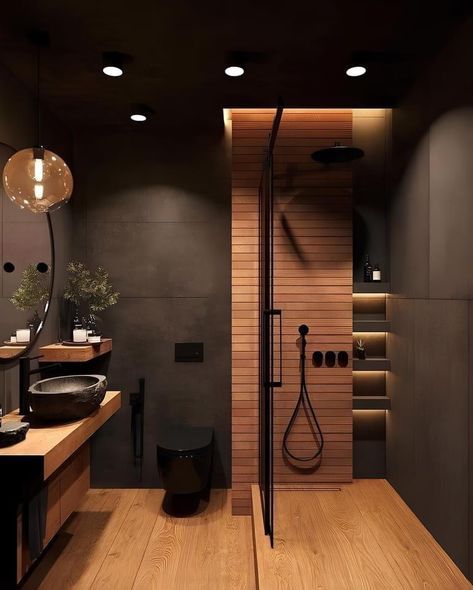 Small Full Bathroom, Dark Bathrooms, Washroom Design, Bathroom Redesign, Bathroom Design Decor, Toilet Design, Bathroom Inspiration Decor, Bathroom Design Luxury, Basement Design