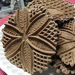 Italian Pizzelles Recipe | Allrecipes Pizzelles Recipe, Pizzelle Iron, Pizzelle Cookies, Pizzelle Recipe, Wafer Cookies, Italian Cookies, Chocolate Icing, Cookie Cups, Brownie Bar