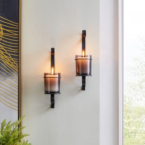 Dining Room Candle Sconces, Black Candle Sconces, Candle Wall Sconces Bedroom, Black Candle Wall Sconces, Candle Scones On Wall, Candle On Wall, Wall Candle Holders Ideas, Candle Wall Holders, Candle Sconces Living Room