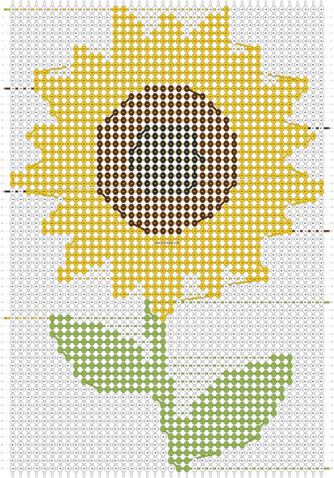 Sunflower Cross Stitch Pattern, Sunflower Cross Stitch, Colorful Cross Stitch Patterns, Cross Stitch Sunflower, Colourful Cross Stitch, Yarn Creations, Grid Patterns, Patterns Flowers, Relief Society Activities