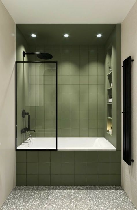 Upstairs Bathrooms, Green Tile, Bathroom Renos, Guest Bath, House Bathroom, Design Case, Bathroom Makeover, Home Decor Tips, Bathroom Renovation