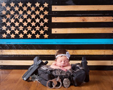 Law Enforcement Baby Announcement, Police Baby Pictures, Police Baby Announcement, Police Photography, Warrior Rack, Newborn Police, Police Officer Baby, Police Baby, Summer Newborn