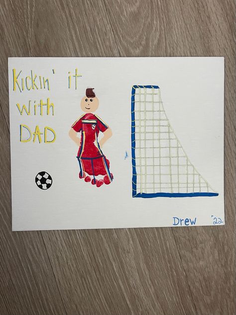 Fathers Day Crafts Football, Soccer Crafts, Room Crafts, Soccer Baby, Footprint Craft, Infant Room, Soccer Art, Soccer Cards, Baby Art Projects