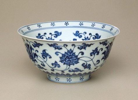 Bowl, circa 1455, China, Ming dynasty, Jingtai period, Jingdezhen, Jiangxi Province, porcelain with underglaze blue decoration, 10.3 x 21.3 cm. Purchased 1975, 56.1975. Art Gallery of New South Wales, Sydney (C) Art Gallery of New South Wales, Sydney 1975 Art, C Art, Chinese Bowls, Art Bowls, Chinese Blue, Chinese Pottery, Chinese Vase, Asian Decor, Blue Pottery