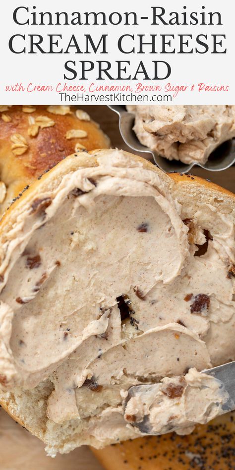 Homemade Cream Cheese For Bagels, Cinnamon Raisin Bagels Topping, Roasted Cream Cheese, Homemade Flavored Cream Cheese, Cream Cheese Stuffed Bagels, Flavored Cream Cheese Recipes For Bagels, Bagel Cream Cheese Recipes, Bagel Flavor Ideas, Cream Cheese Spread For Bagels