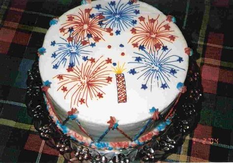 Firework Cake Designs, Firework Cake Ideas, Fireworks Photography Sparklers, Anime Fireworks, Firework Gender Reveal Party, Fireworks Anime, Firework Cake, Firecracker Cake, Patriotic Cakes