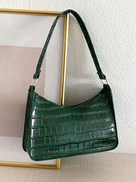 Olivia Mark - Crocodile Embossed Baguette Bag - Women Shoulder Bags Product Description Color Green Strap Type Top Handle Pattern Type Crocodile Style Fashionable Bag Size Small Quantity 1 piece Magnetic No Type Baguette Bag Composition 100% Polyurethane Material PU Leather Size Chart INCH CM Size Bag Width Bag Height Bag Length one-size 2.8 6.7 9.8 Size Bag Width Bag Height Bag Length one-size 7 17 25 Similar Products h2 { text-align: center; } .red-box { width: 100%; display: flex; flex-direct Aesthetic Purses, Baguette Purse, Spring Handbags, Wardrobe Pieces, Soft Nails, Elegant Bags, Fancy Bags, Bags Aesthetic, Baguette Bag