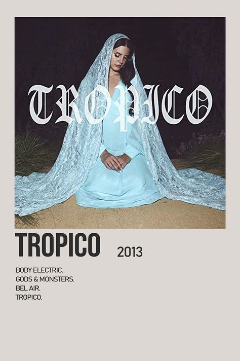 Lana Del Rey Tropico Poster, Album Poster Lana Del Rey, Poster Lana Del Rey, Lana Albums, Minimalist Album Poster, Lana Del Rey Music, Polaroid Album, Lana Del Rey Albums, Minimalist Music