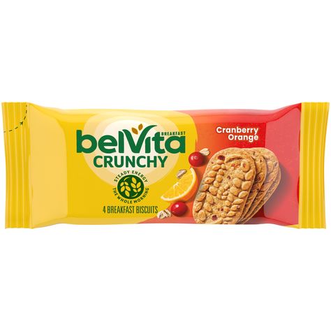 Snackworks | BELVITA Crunchy Cranberry Orange Breakfast Biscuits 1.76 OZ Cranberry Orange Breakfast, Cranberry Orange Cookies, Brownie Treats, Orange Breakfast, Dried Orange Peel, Breakfast Biscuits, Instant Breakfast, Blueberry Breakfast, Breakfast Bars