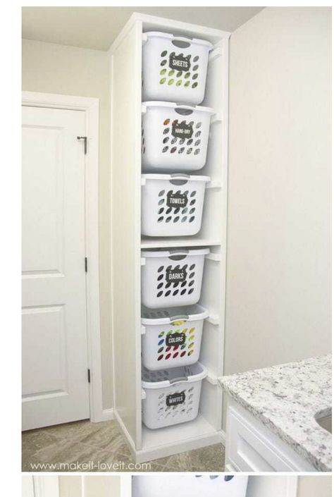 Build Laundry Basket Storage, Closet Laundry Basket Ideas, Laundry Basket Shelf, Laundry Basket Storage Diy, Basket Dresser, Laundry Basket Dresser, Diy Laundry Basket, Laundry Room Storage Shelves, Room Storage Diy