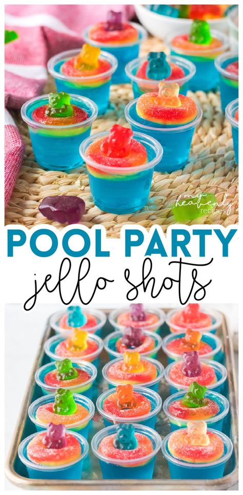 Pool Party Jello Shots, Party Jello Shots, Jello Shots Vodka, Pool Party Food, Fun Summer Drinks, Jello Shot Recipes, Perfect Summer Drink, Yummy Alcoholic Drinks, Summer Drink Recipes