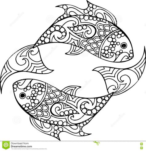 Illustration about Hand drawn vector doodle pisces illustration. Decorative ornate fish drawing. Illustration of horoscope, astrology, pisces - 76963435 Pisces Illustration, Vector Doodle, Drawn Fish, Fish Drawing, Pencil Drawings Easy, Two Fish, Fish Drawings, Fish Patterns, Design Drawings