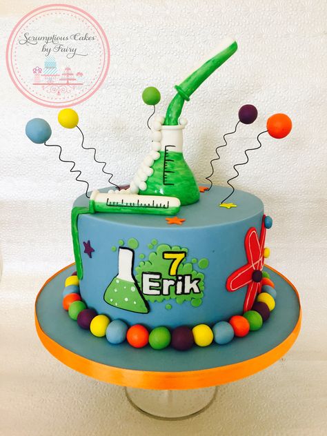 Mad scientist cake Science Cakes Birthday Boys, Scientist Cake, Mad Scientist Cake Ideas, Ada Twist Scientist Birthday Cake, Science Lab Cake Ideas, Science Themed Birthday Party Cake, Mad Science Cake, Mad Scientist Birthday Cake, Birthday Cake Science Theme