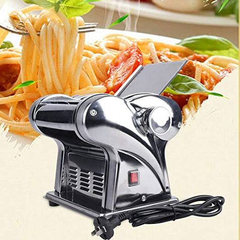 Electric Pasta Maker, 110V Commercial Stainless Steel 2 Blades Electric Dumpling Dough Skin Noodles Pasta Pressing Machine, 6 Speed Adjustable Thickness Pasta Press, Pasta Maker Machine, Noodle Pasta, Noodle Machine, Dumpling Dough, Dumpling Skin, Noodle Maker, Pasta Roller, Pasta Machine