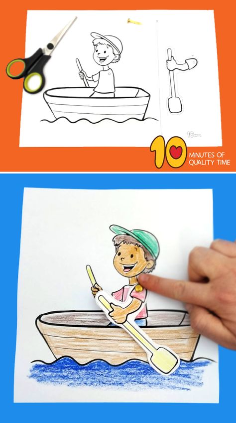 Moving Craft, Boat Coloring Page, River Craft, Automata Toys, Boat Craft, Summer Crafts For Toddlers, Kindergarten Drawing, Craft For Toddlers, Nursery Rhymes Activities