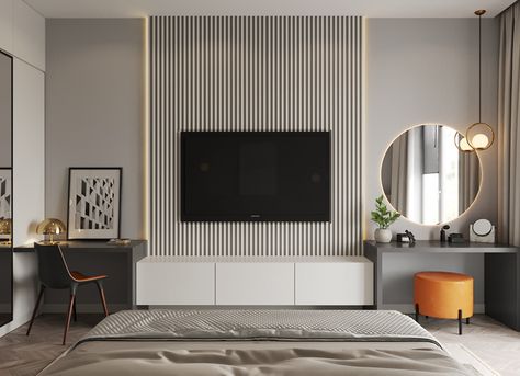 Search Images | Photos, videos, logos, illustrations and branding on Behance Tv Unit Bedroom, Tv Hacks, Dresser Decor Bedroom, Bedroom Tv Wall, Modern Tv Wall Units, Tv Unit Interior Design, Dressing Table Design, Bedroom Table, Tv In Bedroom