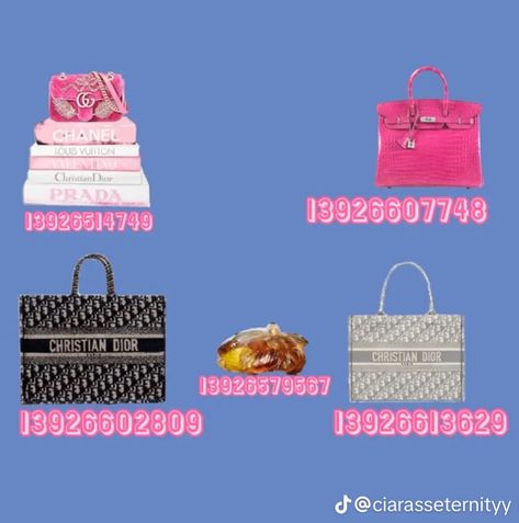 Bloxburg Decals Codes Purses, Pink Rug Codes Bloxburg, Bloxburg Designer Bag Decal Codes, Bloxburg Walk In Closet Decals, Bloxburg Perfume Decals Codes, Berry Ave Purse Codes, Bloxburg Robe Codes, Bags Bloxburg Codes, Drink Codes Bloxburg