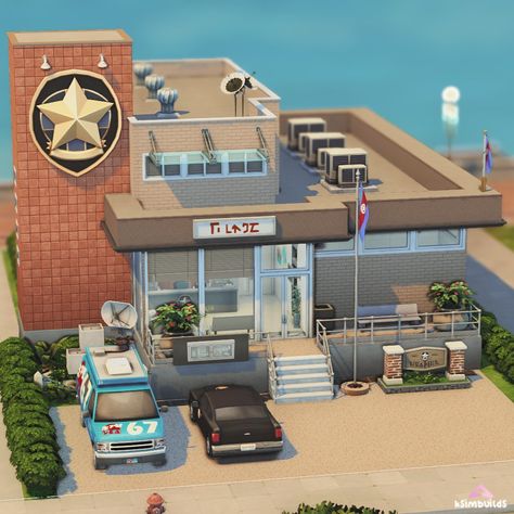 Sims 4 Police Station Build, Sims 4 Police Station, San Sequoia, House Reference, Sims Houses, Sims Builds, The Sims 4 Packs, Sims Building, Sims House Plans