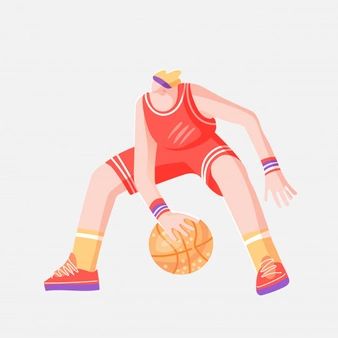 Dynamic Pose, Basketball Ball, Professional Men, Sketch Illustration, Basketball Games, Dynamic Poses, Basketball Player, Flat Illustration, Flat Color