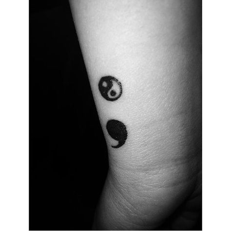 Semi-colon Tattoo Yin Yang, Yin Yang Semicolon Tattoo, Semi-colon Tattoo Ideas For Men, Tattoos Semi Colon, Teeny Tattoos, Colon Tattoos, Tattoo Balance, Tattoos That Mean Something, Beach Selfies