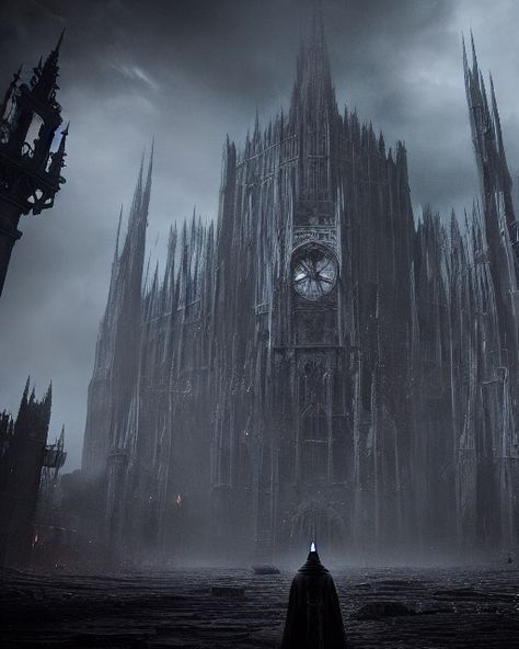 Bloodborne Architecture, Dark Cathedral Aesthetic, Webcomic Reference, Dark Castles, Dark Cathedral, Bloodborne Concept Art, Goth Architecture, Gothic City, Gothic Style Architecture