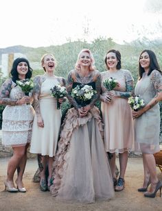 50 Tattoo, Neutral Bridesmaid Dresses, Brides With Tattoos, Bridal Theme, Amazing Wedding Photography, Iconic Weddings, Wedding Dresses Vera Wang, Rock N Roll Bride, Unique Bride