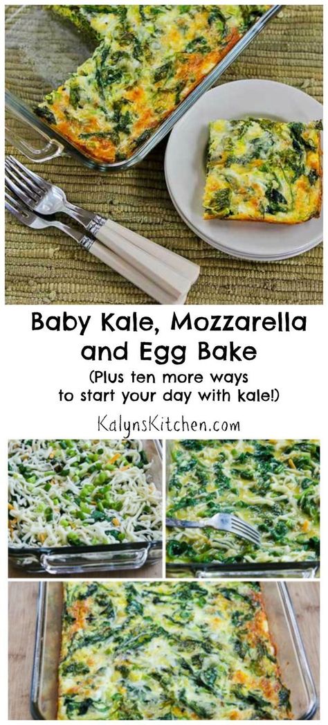 Things To Make With Kale, Quiche Kale, Egg Bakes, Baked Eggs Recipe, Egg Bake, Baby Kale, Breakfast Quiche, Cremini Mushrooms, Kale Recipes