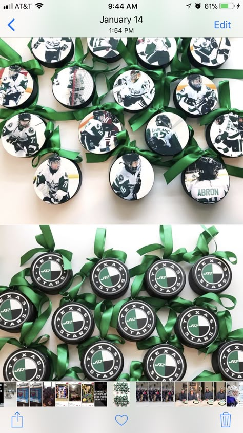 Hockey Mom Pins Diy, Hockey Treats, Hockey Manager, Hockey Signs, Hockey Diy, Hockey Birthday Parties, Hockey Crafts, Hockey Team Gifts, Hockey Ornaments