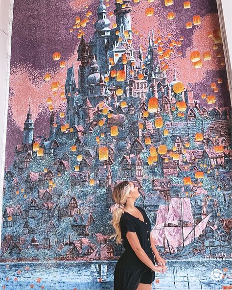 disney photos / tangled / rapunzel/ disney wall / riviera resort / disney photo spot / @madtaylorr Disney Riviera Resort, Resort Pics, Sweet 16 Pictures, Rapunzel Disney, Disney Photo Ideas, Hidden Tv, Disney World Pictures, Flat Screen Tv, Disney Wall